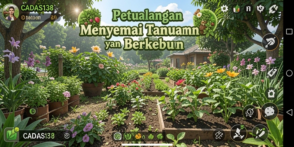 Screenshot utama CADAS138 menampilkan gameplay yang menarik saat merawat tanaman.