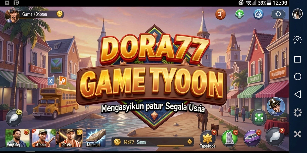 Screenshot gameplay DORA77 menampilkan proses pembangunan bisnis yang menarik.