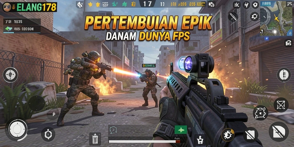 Tangkapan layar dari aksi intens dalam <strong>ELANG178</strong> yang menunjukkan pertempuran FPS.