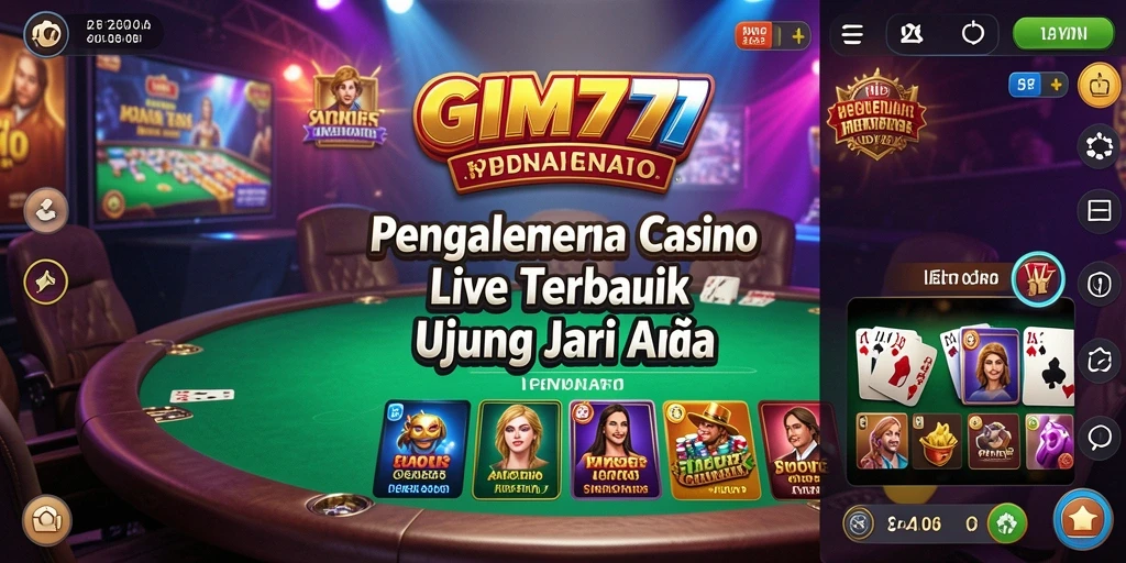 Screenshot GIM777 menampilkan dealer langsung dalam permainan kasino yang seru.