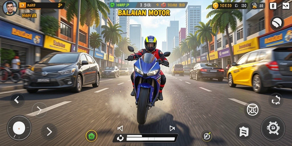 Gameplay balapan motor yang mendebarkan dan seru.