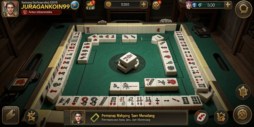 Screenshot gameplay JURAGANKOIN99 menampilkan tantangan seru dalam permainan Mahjong.