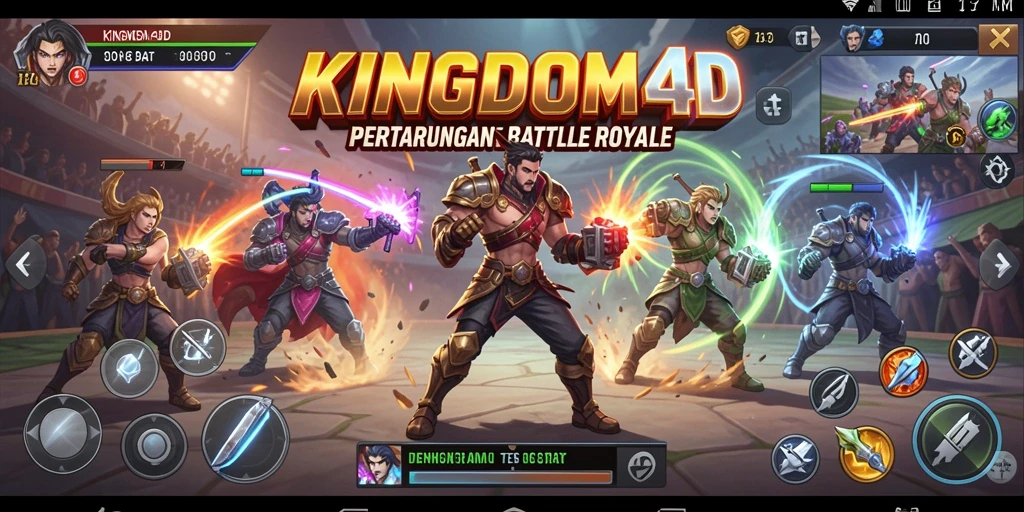 Screenshot gameplay <strong>KINGDOM4D</strong> menampilkan pertempuran intens di medan perang.