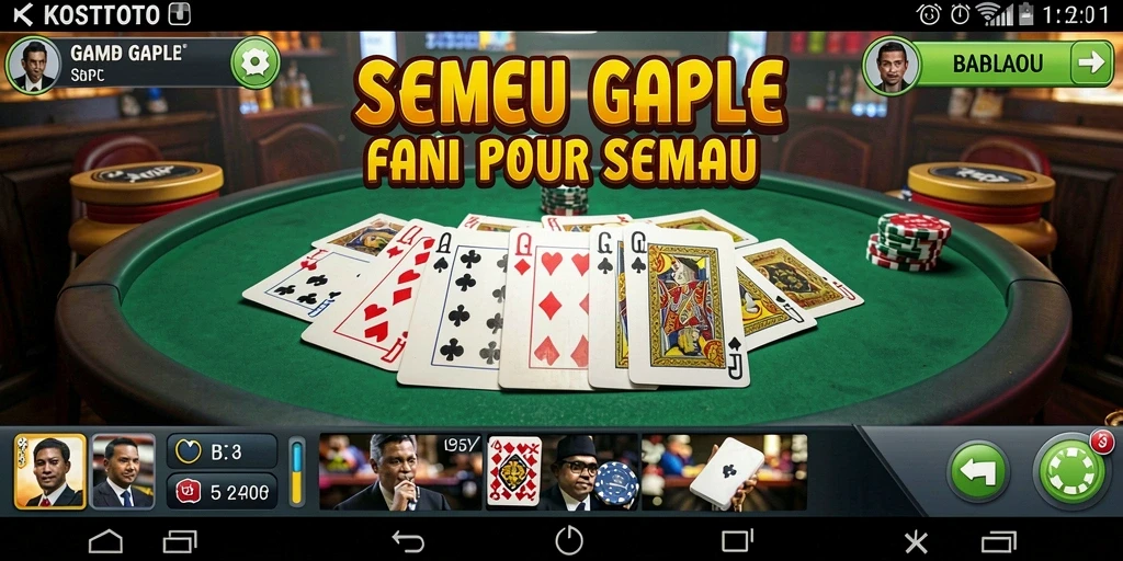 Tampilan gameplay Gaple yang menegangkan dan seru di KOSTOTO.