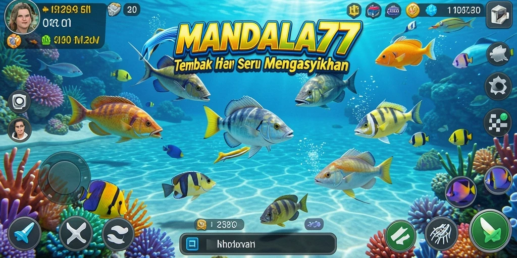Tampilan seru gameplay tembak ikan di MANDALA77.