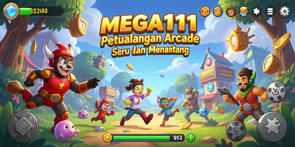 Screenshot utama MEGA111 menampilkan gameplay Arcade yang intens dan seru.
