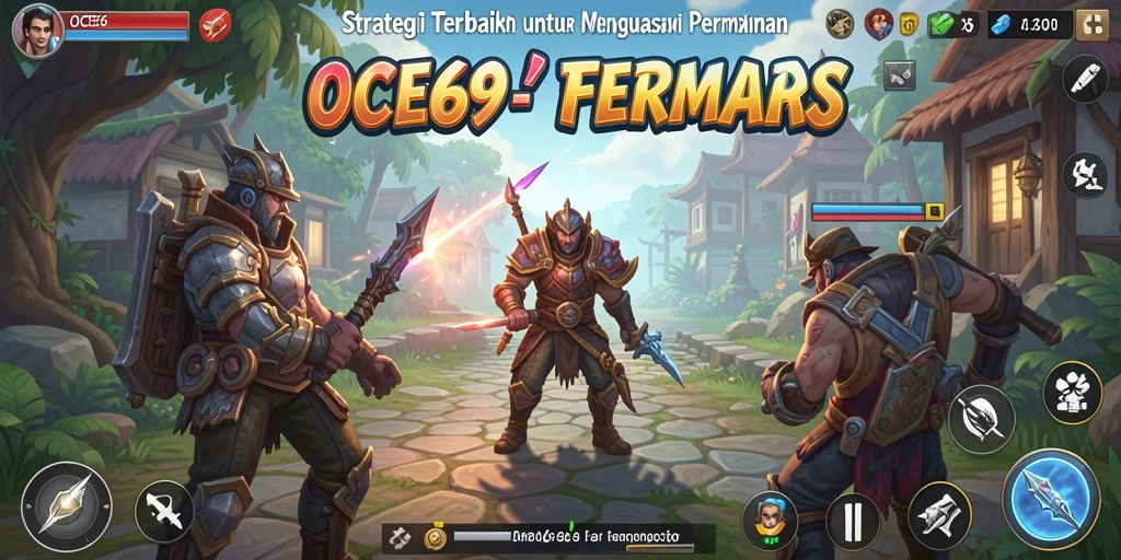 Tangkapan layar utama OCE69 menampilkan pertempuran strategi yang intens.