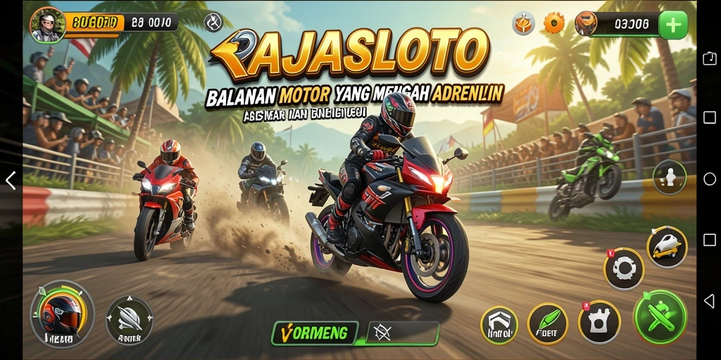 Tampilan menarik dari gameplay seru RAJASLOTO saat balapan