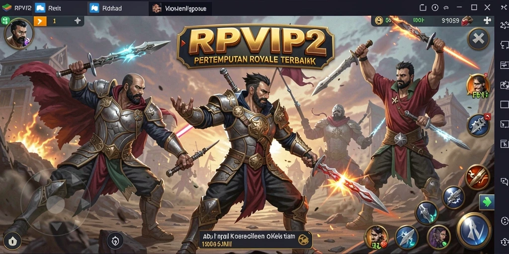 Tangkapan layar gameplay RPVIP2 menampilkan aksi seru dalam pertarungan Battle Royale.