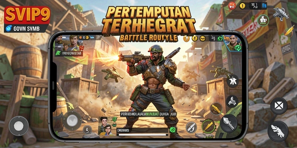 Screenshot gameplay SVIP9 yang menampilkan aksi Battle Royale seru.