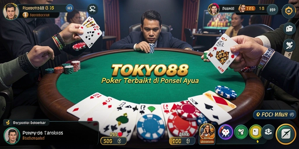Tangkapan layar gameplay <strong>TOKYO88</strong> yang menampilkan suasana Poker yang mendebarkan.