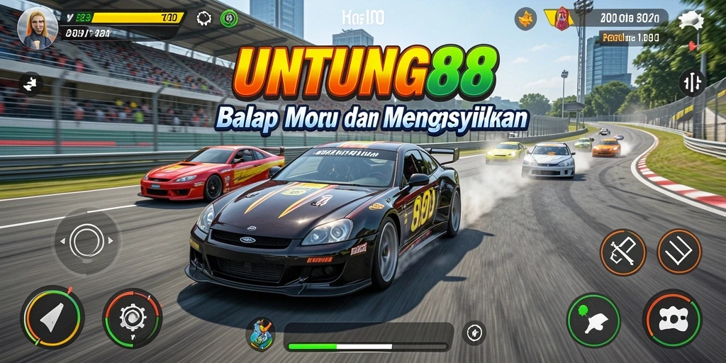 Screenshot gameplay UNTUNG88 dengan balapan seru di lintasan yang menantang.