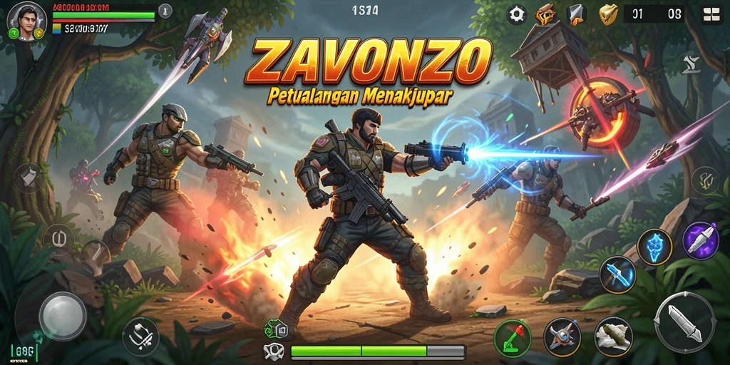 Tampilan gameplay ZAVONZO yang penuh aksi dan petualangan.